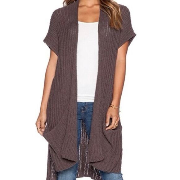 Free People Knit Open Cardigan sz XS Long Duster Sleeveless Cardigan - Picture 1 of 8